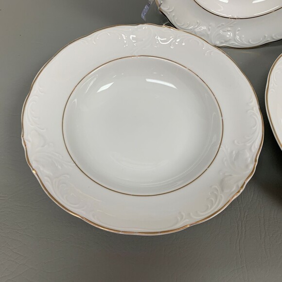 Royal Kent Collection Pasta Soup Bowls Poland White Gold Trim Rimmed Lot of 3 - Picture 3 of 8